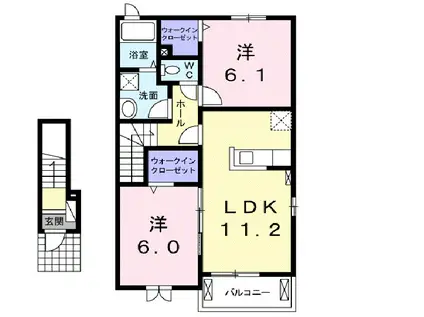 レザンII(2LDK/2階)の間取り写真