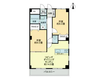 フォブール栗林南A棟(2LDK/2階)の間取り写真