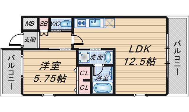 プレジオ豊中(1LDK/8階)の間取り写真