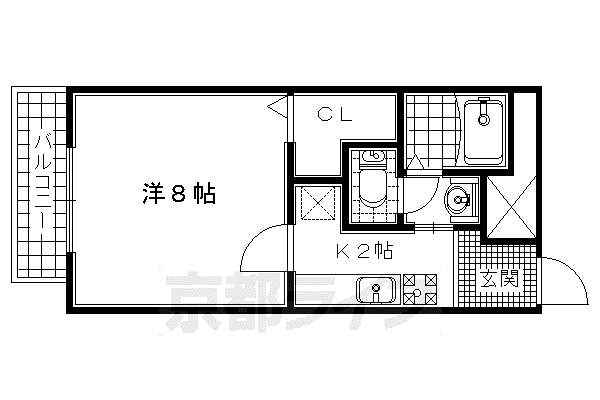 ウィン京田辺II(1K/1階)の間取り写真