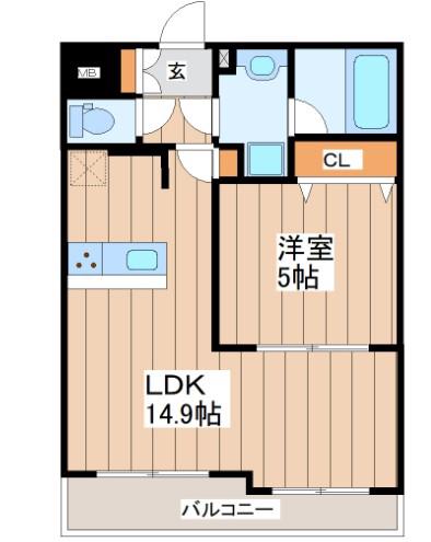 LUANA AIR RESIDENCE五橋(1LDK/3階)の間取り写真