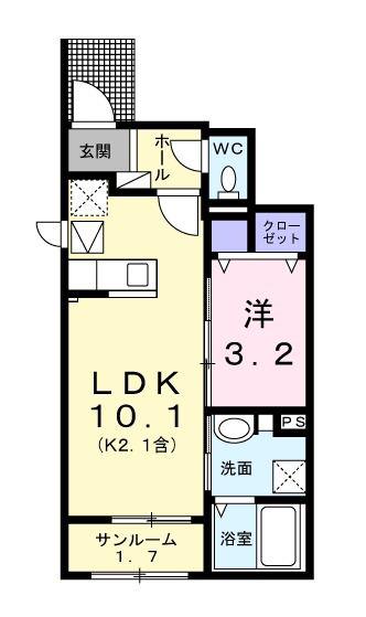 ロード レモンス(1LDK/1階)の間取り写真