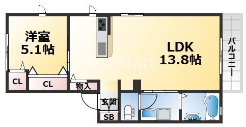 フェアリーコート(1LDK/1階)の間取り写真