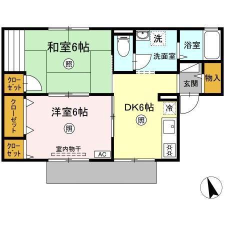 ジョイファミリー八浜 A棟(2DK/1階)の間取り写真