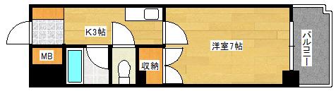 エミネンスオクダ(1K/6階)の間取り写真