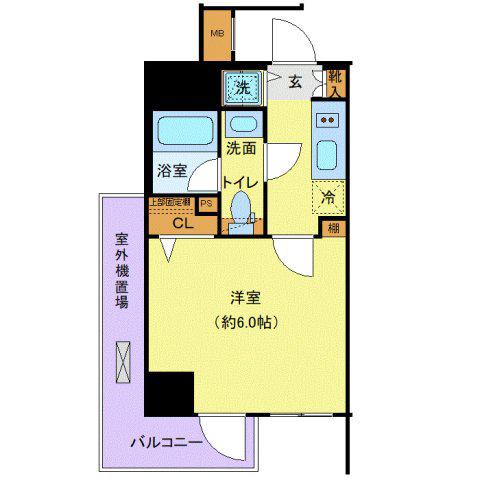 ディアレイシャス横浜吉野町(1K/4階)の間取り写真