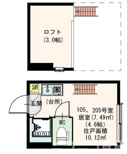DHG快(ワンルーム/2階)の間取り写真