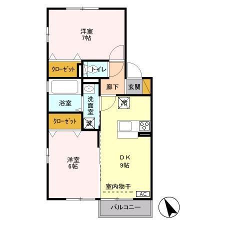 ソレーユ B(2DK/2階)の間取り写真