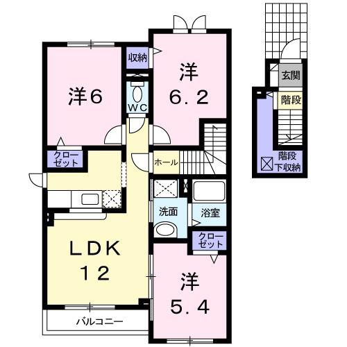 カムフォート美原弐番館(3LDK/2階)の間取り写真