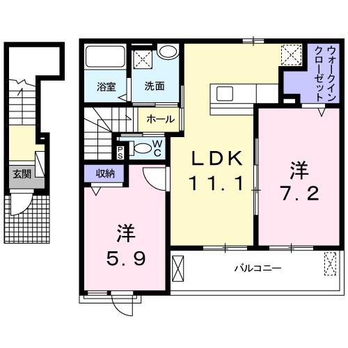 ファミール・K参番館II(2LDK/2階)の間取り写真