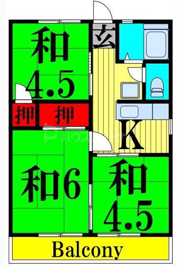 鈴木園ハイツ(2DK/2階)の間取り写真
