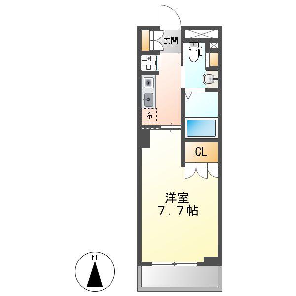 パークアクシス名駅南(1K/2階)の間取り写真