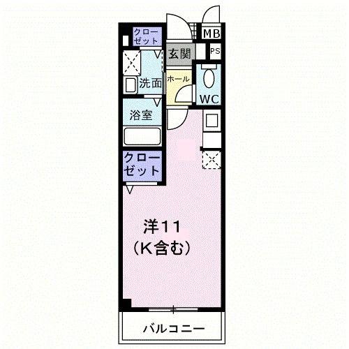 アヴェニール(ワンルーム/2階)の間取り写真