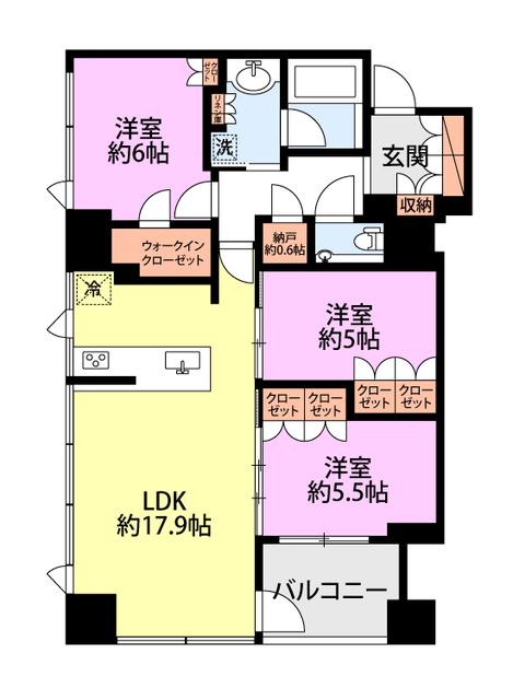 アイコニックタワー 新潟ステーション(3LDK/24階)の間取り写真