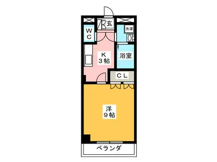 ダイアモンドヘッド(1K/1階)の間取り写真