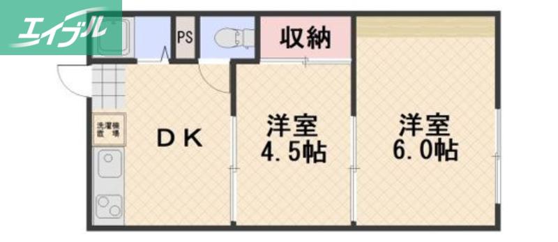 リバーサイド横井上(2DK/1階)の間取り写真