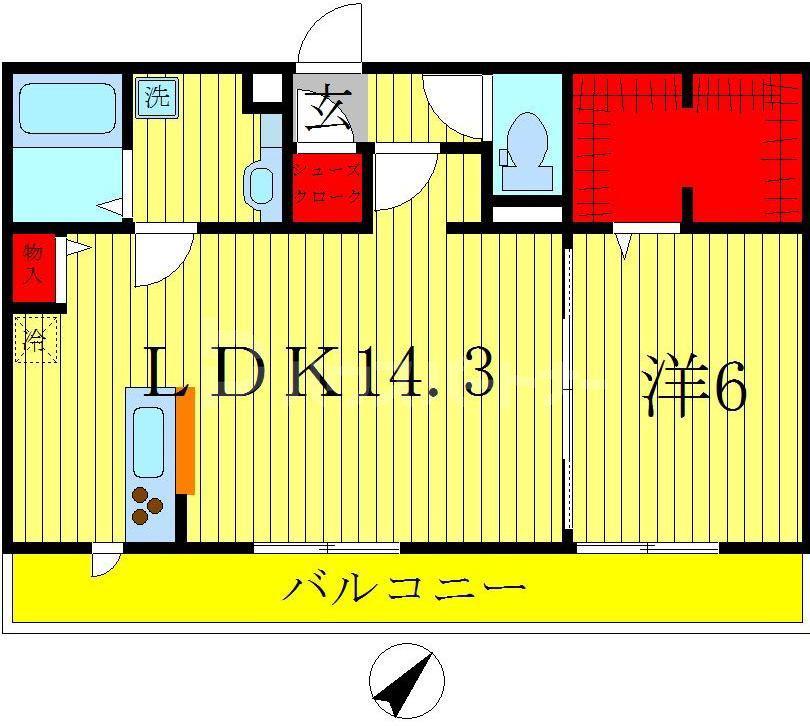 リースフォート(1LDK/2階)の間取り写真