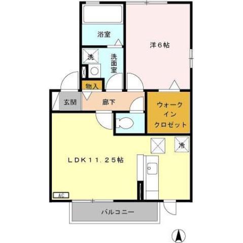 エスポワールルナC(1LDK/1階)の間取り写真