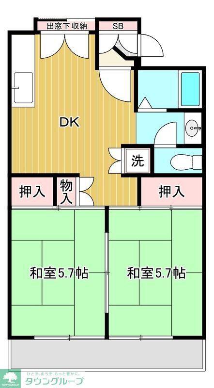由木ハウス(2LDK/2階)の間取り写真