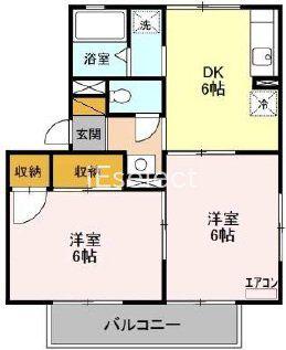 ハイランド C(2DK/1階)の間取り写真