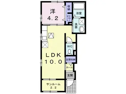 ラ ルーチェ(1LDK/1階)の間取り写真