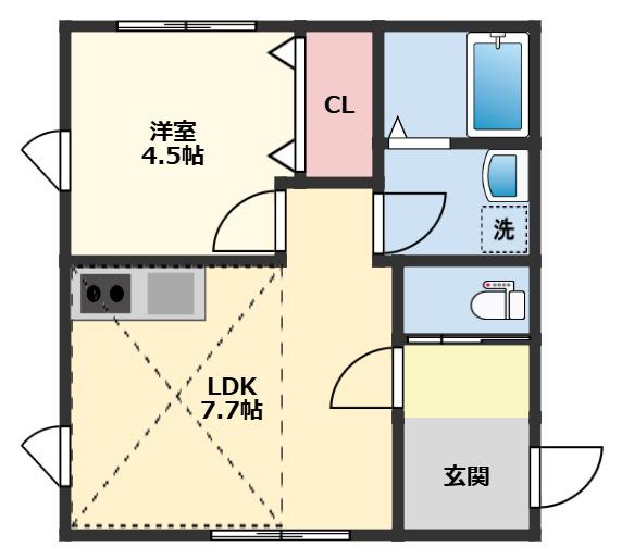 海神5丁目アパート(1LDK/2階)の間取り写真