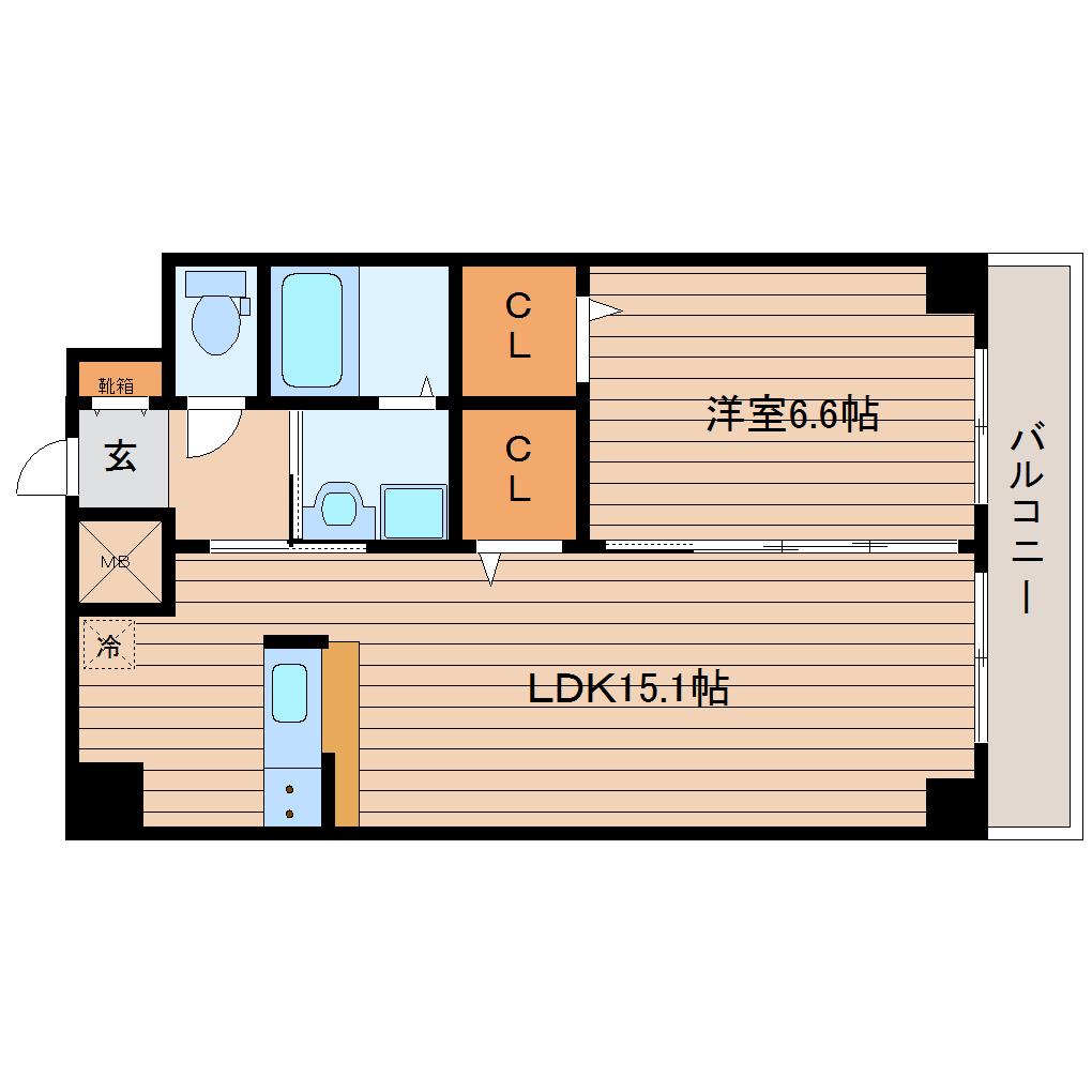 CIRCLEIII長町(1LDK/10階)の間取り写真