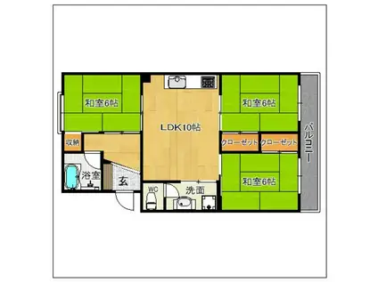 中村ビル(3LDK/2階)の間取り写真