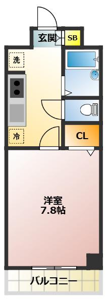 ウィング21(1K/8階)の間取り写真