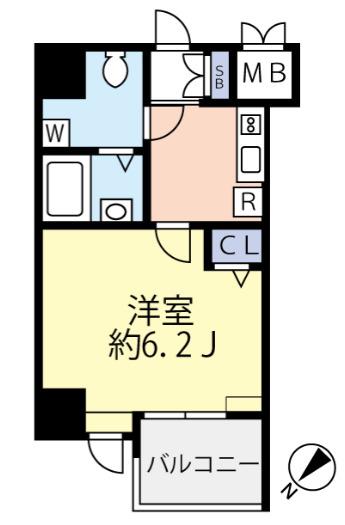 グランヴァンメトロI(1K/4階)の間取り写真