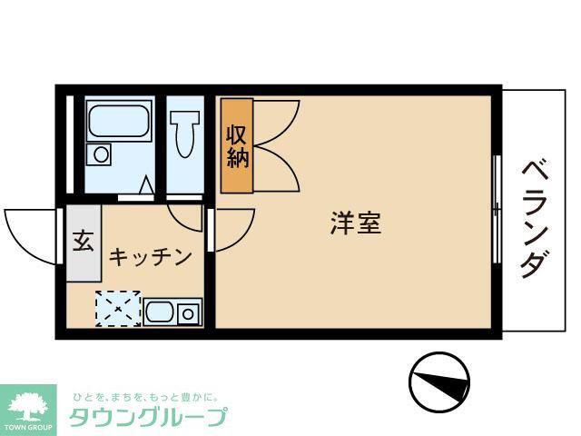 トライアングル(1K/2階)の間取り写真