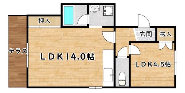 成起マンション(1LDK/1階)の間取り写真