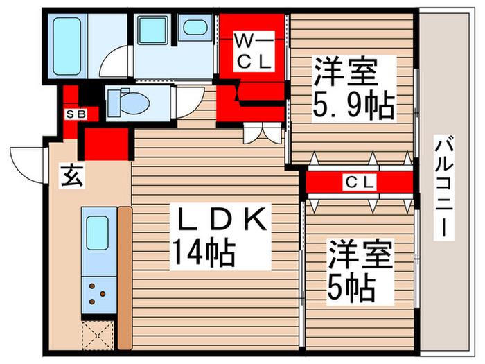 ART RESIDENCE IN MISATO CHUO(2LDK/8階)の間取り写真