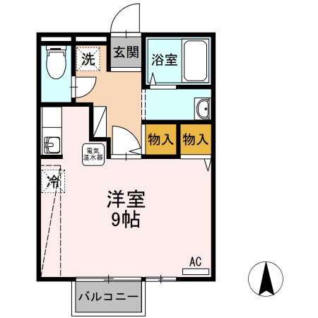 ロイヤルシャトーA棟(ワンルーム/2階)の間取り写真