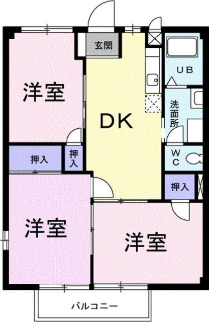 シャトルシブヤ(3DK/1階)の間取り写真