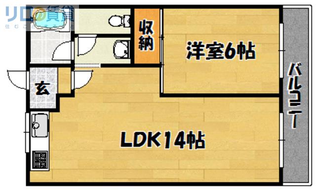 ミスターK上新庄(1LDK/1階)の間取り写真