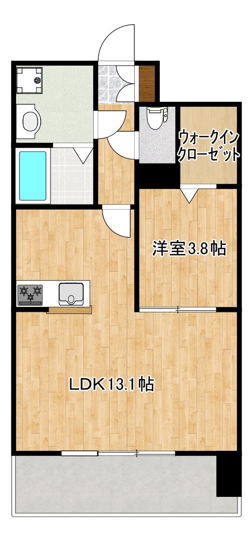 クロノス40新町III(1LDK/2階)の間取り写真