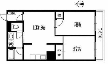 ハイツ中村橋(2LDK/2階)の間取り写真