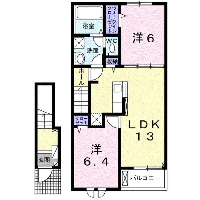 グランディール(2LDK/2階)の間取り写真