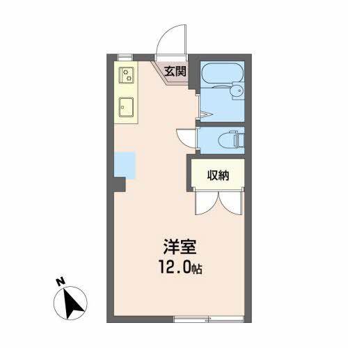グリーンヴィラ平野A(ワンルーム/1階)の間取り写真