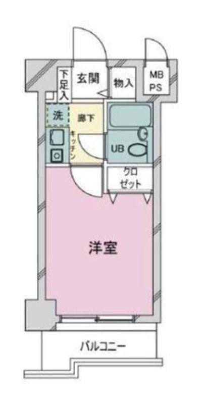 ライオンズマンション本厚木第3(1K/4階)の間取り写真