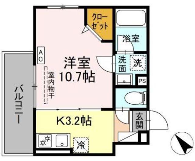 D′BLESS鶴見市場(1K/3階)の間取り写真