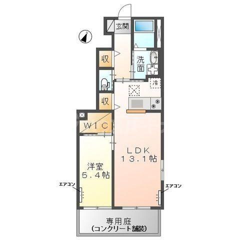 プログレスおおたかの森(1LDK/1階)の間取り写真