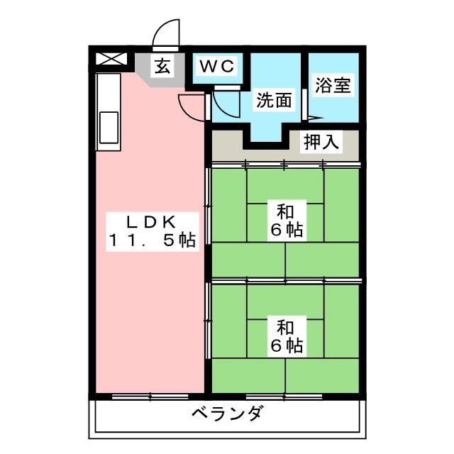 城前レジデンス(1LDK/4階)の間取り写真