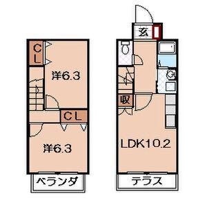 アプトIRIBA(2LDK/1階)の間取り写真