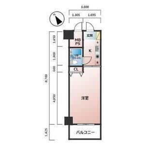 ライオンズマンション神戸元町第2(1K/12階)の間取り写真