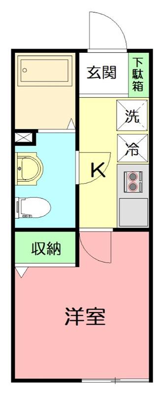 フローラ湘南茅ヶ崎(1K/2階)の間取り写真