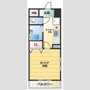 セイブステイツ野並(1K/4階)の間取り写真