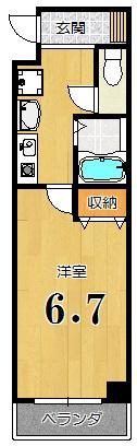 ライブ寺町(1K/2階)の間取り写真