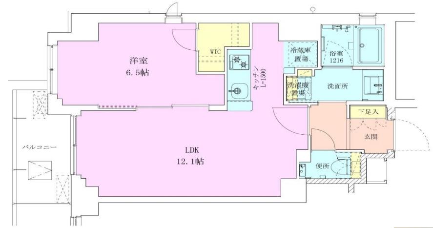 広尾レジデンス壱番館(1LDK/2階)の間取り写真